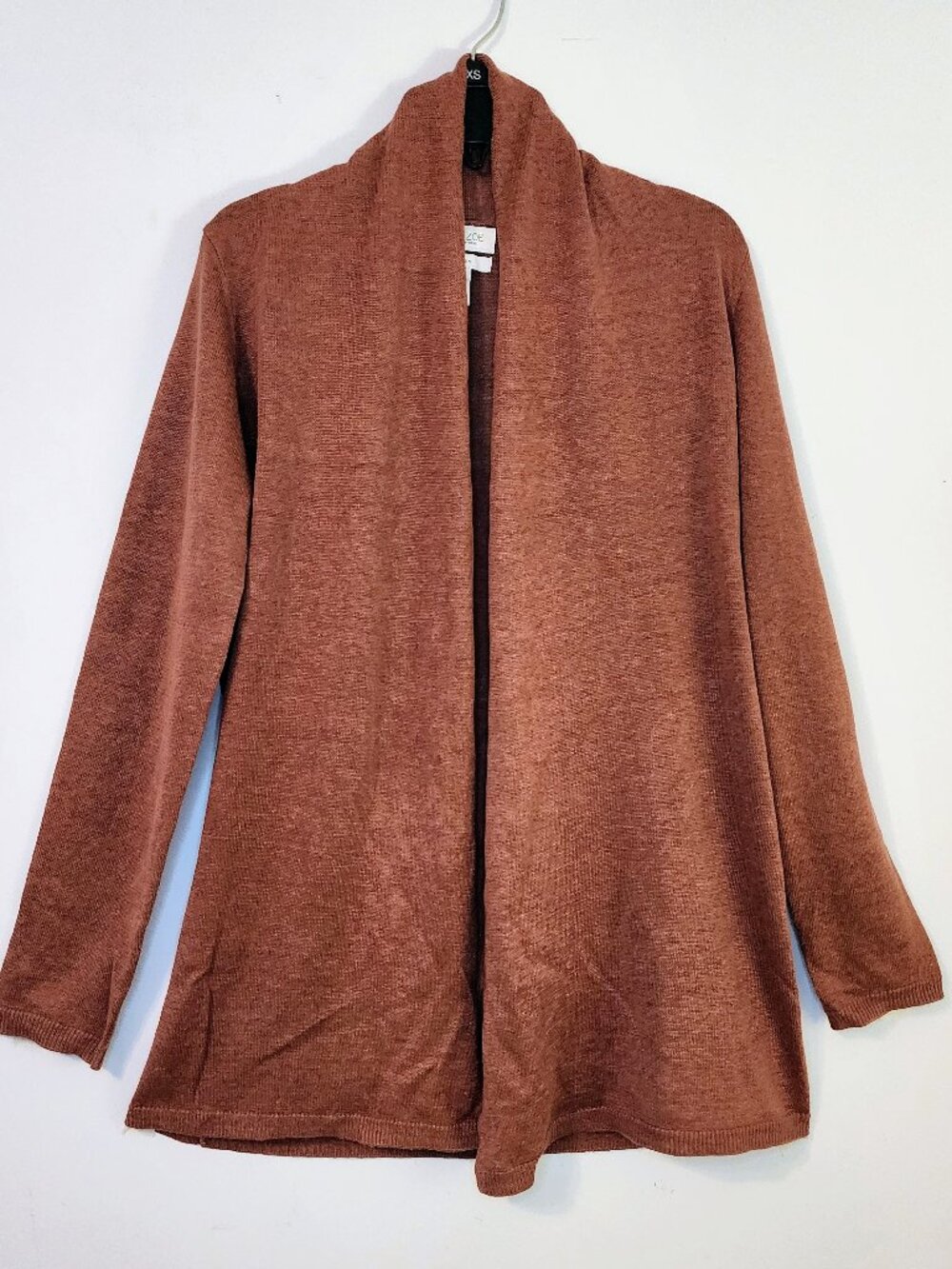 Rachel Zoe XS 100% Linen, Open front cardigan, Rust brown long sleeve